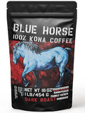 Blue Horse 100% Kona Coffee, Dark Roast, Arabica Whole Beans, 1 lb (16 oz) Bag, Farm Fresh, Authentic Hawaiian Coffee beans from Hawaii’s Big Island