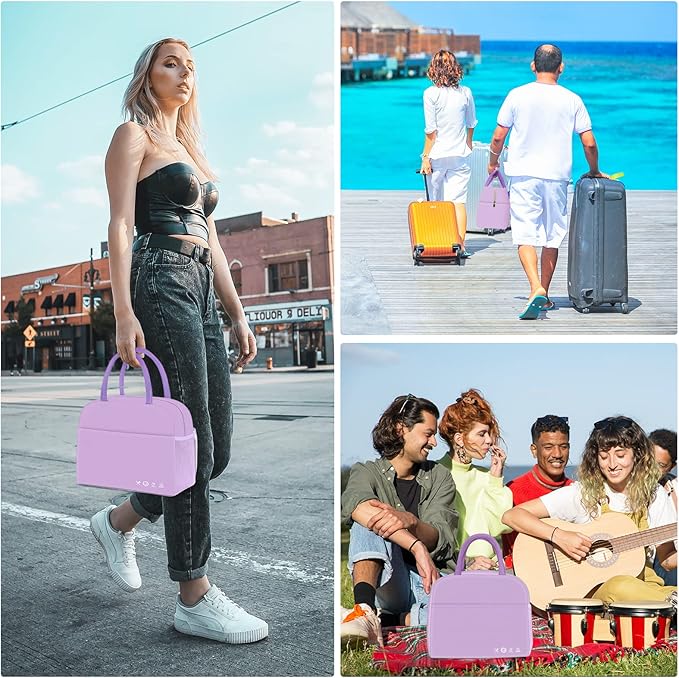 DALINDA Lunch Bag Lunch Box for Women Men Reusable Insulated Lunch Bags for Adults,Leakproof Cute Cooler Lunch Tote Bag, Large Capacity for Work Travel Picnic,Purple