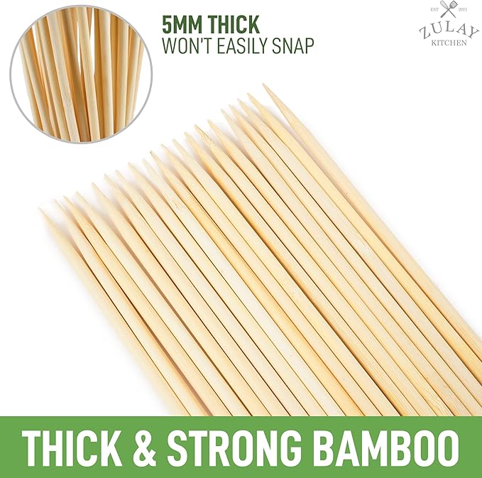 Zulay Kitchen Authentic Bamboo Marshmallow Smores Sticks - 40 Extra Long 30" Roasting Skewers - 5mm Heavy-Duty Bamboo - Ideal for Grilling & Camping
