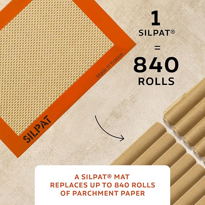 Silpat Premium Non-Stick Silicone Baking Mat, Toaster Oven Size, 7-7/8 x 10-7/8, Tan