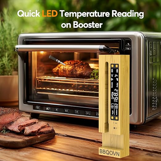 Sub-1g WiFi Wireless Meat Thermometer Unlimited Range with Digital Smart Base 7 NIST Certified Sensors with Ambient Temp Monitor for BBQ, Grill,Oven, Smoker(1, Black, Small)