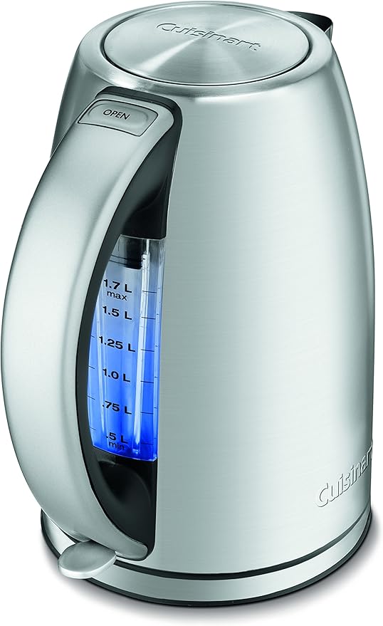 Cuisinart 1.7-Liter Electric Kettle, Cordless Electric Tea Kettle, 1500-Watts for Fast Heat-Up of Water, Stay Cool Nonslip Handle, Auto Shutoff, Removable Filter, JK-17P1, Stainless Steel