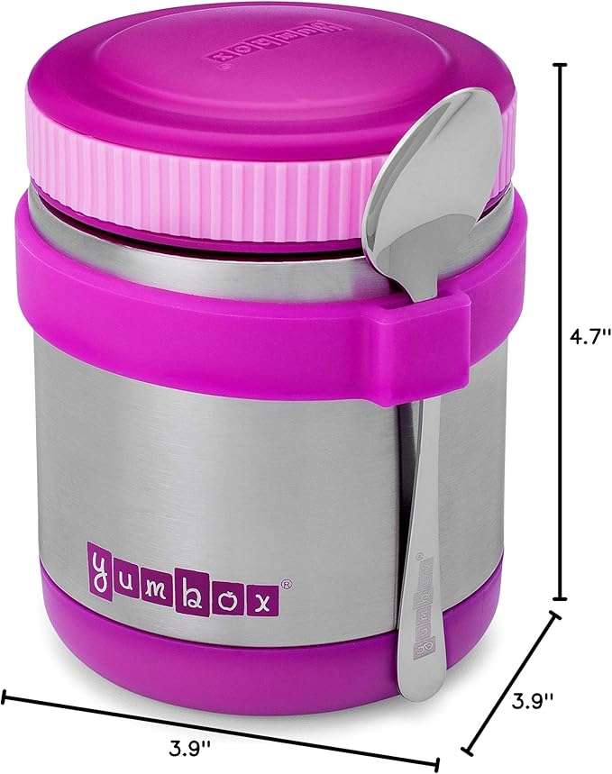 Yumbox Zuppa Leak-Proof Insulated Food Jar, 14 oz (1.75 cups), Triple Insulated Stainless Steel, Keeps Food Hot for 6 Hours, Cold for 12 Hours, Wide Mouth with Removable Utensil Band, Bijoux Purple