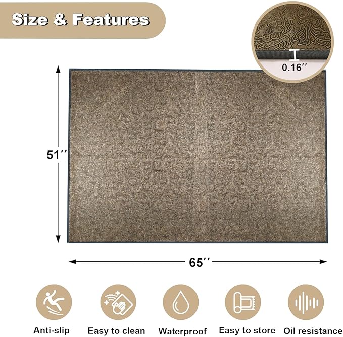 BBQ Grill Mat for Outdoor Grill, 65 x 51 inches Heavy Duty Thickened Under Grill Mats, Oil-Proof Waterproof Floor Protector for Deck and Patio