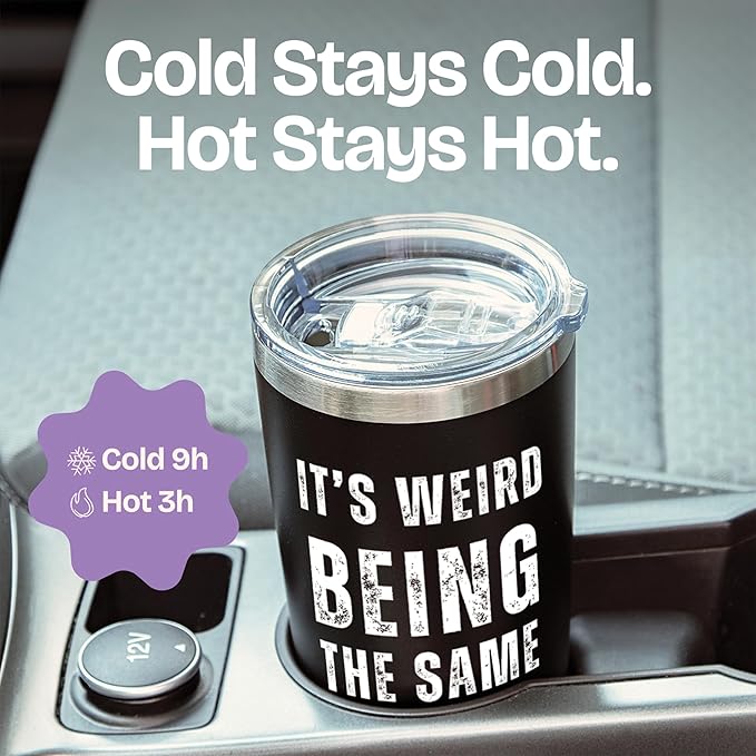 Its Weird Being the Same Age as Old People Tumbler 20oz - Funny 60 Year Old Birthday Gifts for Men - Unique Black Stainless Steel Mug for Dad Grandpa Friend - Cool Gag Gift Idea