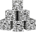 MAX Houser Fabric Storage Bins Cubes Baskets Containers with Dual Plastic Handles for Home Closet Bedroom Drawers Organizers, Flodable, Set of 6 (Grey1)