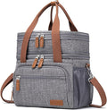 Weitars Lunch Bag for Women Men, Loncheras Para Mujer Dual Compartment Waterproof Reusable Large Lunch Box Wide-Open Cooler Tote Bag For Working Picnic Hiking (15L) (Gray(kahki))