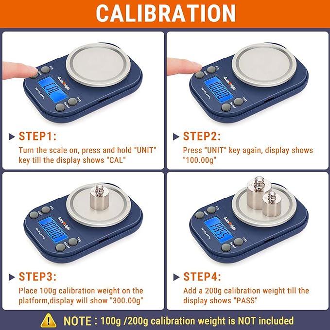 AccuWeight Digital Gram Scale with 300g/0.01g Small Pocket Coffee Scale with High Accuracy, Jewelry Scale with Tare and Calibration for Kitchen Food Scale