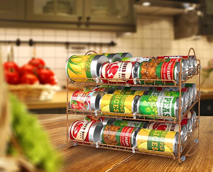 Utopia Kitchen Can Organizer for Pantry, Storage Rack Organizer, Stackable Can Organizer, Can Pantry Organizers and Storage for Cans, Holds up to 36 Cans for Kitchen, Cabinet, or Pantry (Antique Gold)