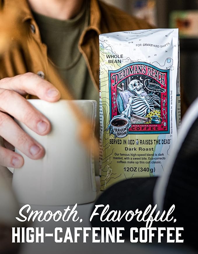 Raven's Brew Coffee High Caffeine Coffee Dark Roast Whole Bean – Deadman's Reach 12oz