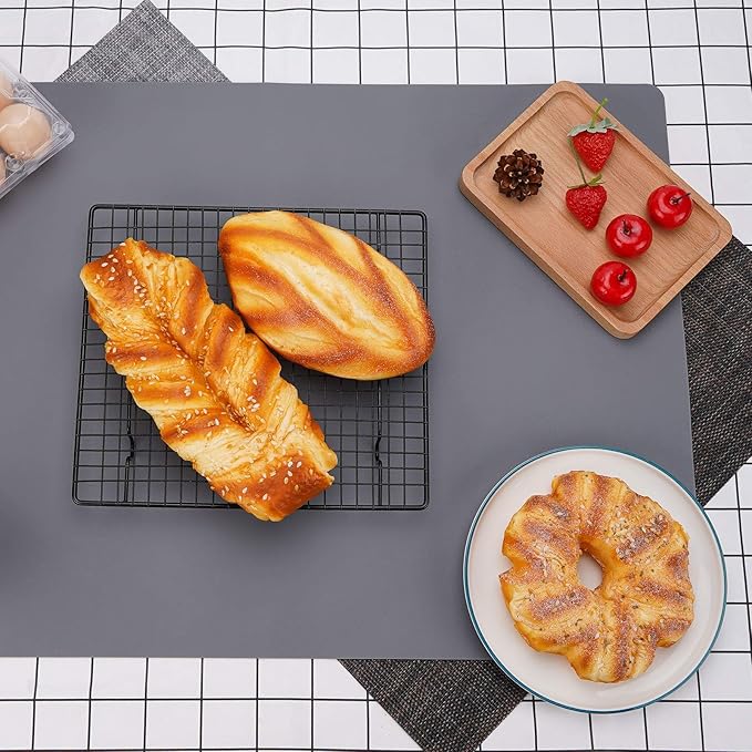 Gartful Silicone Mats for Kitchen Counter, Thicker 0.06", 25 x 17 inches Multipurpose Table Mat, Silicone Pad Desk Work Mat, Nonstick Nonskid Heat-Resistant Pad, Placemat, Dark Gray