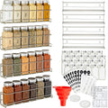 Talented Kitchen Spice Rack Organizer - 4 Stainless Steel Wall-Mounted Racks - 24 4 oz Glass Jars & 269 Preprinted Labels, Chrome - Kitchen & Cabinet Seasoning Organizer for Space Saving Spice Storage