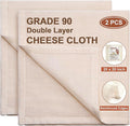 eFond Cheese Cloths, 2-Pack Double Layers, 20x20Inch Squares with Hemmed Edges, Grade 90 Reusable Cheesecloth for Straining, Unbleached Cotton Muslin Cloths for Cooking, Nut Milk, Butter & Baking