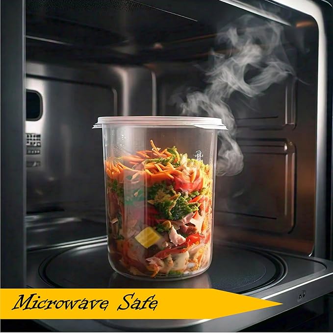 Mr Miracle Deli Containers with Lids - 12 Pack of 32 oz Clear Airtight Reusable Plastic Food and Multi-Purpose Containers - Microwave, Freezer, and Dishwasher Safe