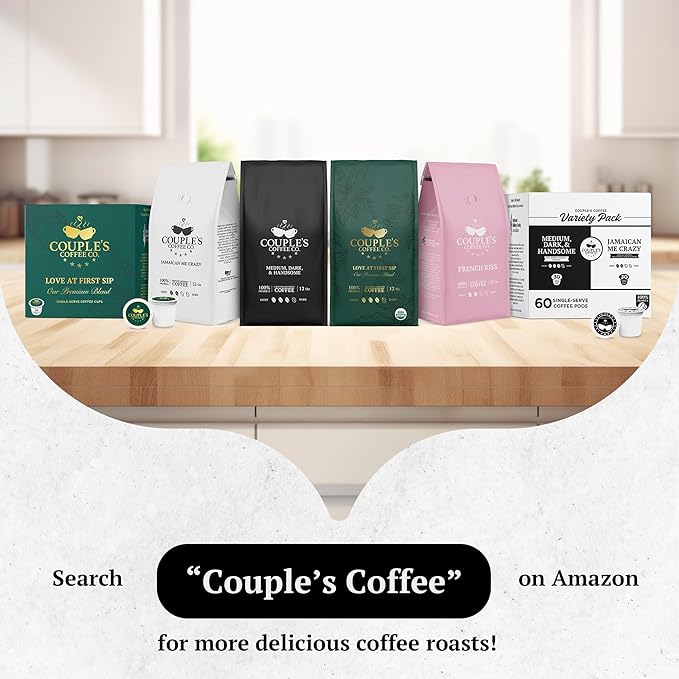 Couple’s Coffee Organic Ground Coffee | Fair Trade Organic Guatemalan Medium-Dark Roast | Gives Back to Military Families | Love at First Sip | Made with 100% Arabica Beans | 12oz