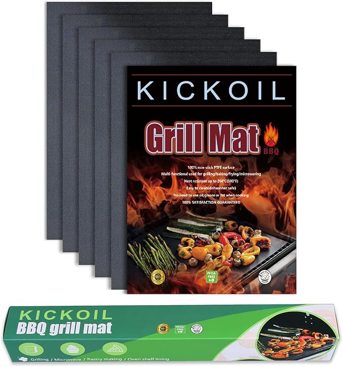 Grill Mats for Outdoor Grill Set of 5 Black BBQ Grill Tools BBQ Accessories Non-Stick Heavy Duty Grilling Mats Teflon Grill Sheets for Charcoal Grill Gas Electric Smokers Barbecue Camping RV Griller