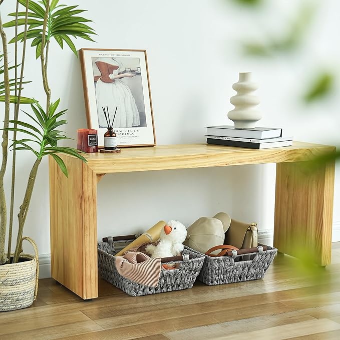 GRANNY SAYS 2-Pack Wicker Storage Baskets, Wicker Baskets for Organizing, Waterproof Basket with Handles, Storage Basket for Shelves, Gray
