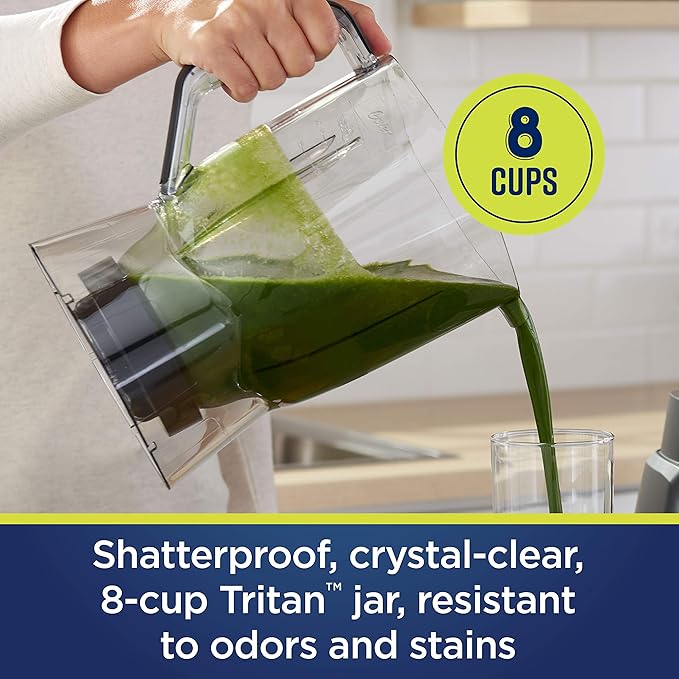 Oster Pro Smoothie Blender with Texture Select, Countertop Blender with Tritan Jar & 2 To-Go Cups, Brushed Nickel