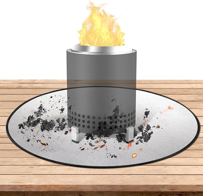 Round Fire Pit Mat Compatible with Solo Stove Mesa Accessories, 4-Layer Round Fire Proof Mat for Tabletop Fireplaces, Table Mat Small Under Grill Mats for Outdoor Grill Table Top Protection