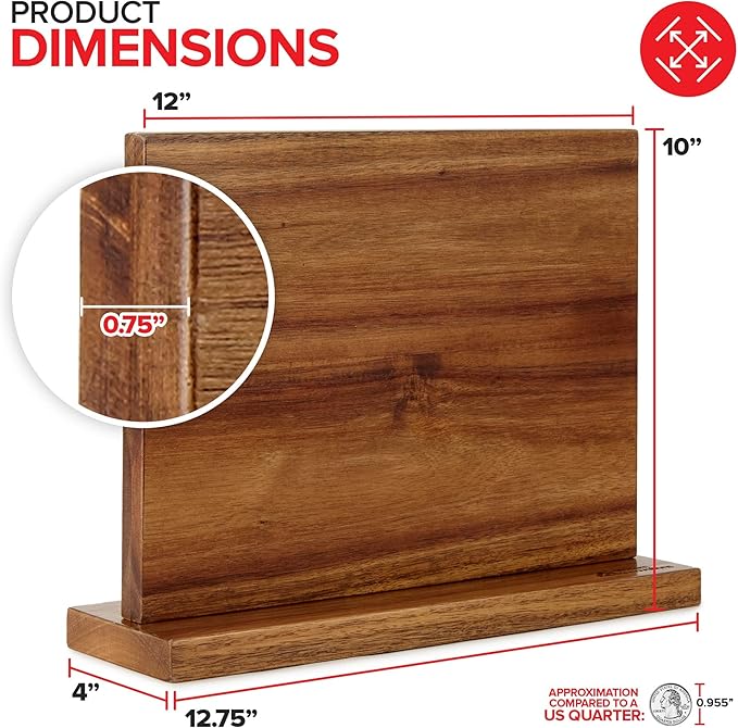 Modern Innovations Magnetic Knife Block, Double-Sided Magnet Knife Holder Stand, With Strong Enhanced Magnets, Kitchen Counter Organization Storage Rack, Wood Stand, Utensil Holders