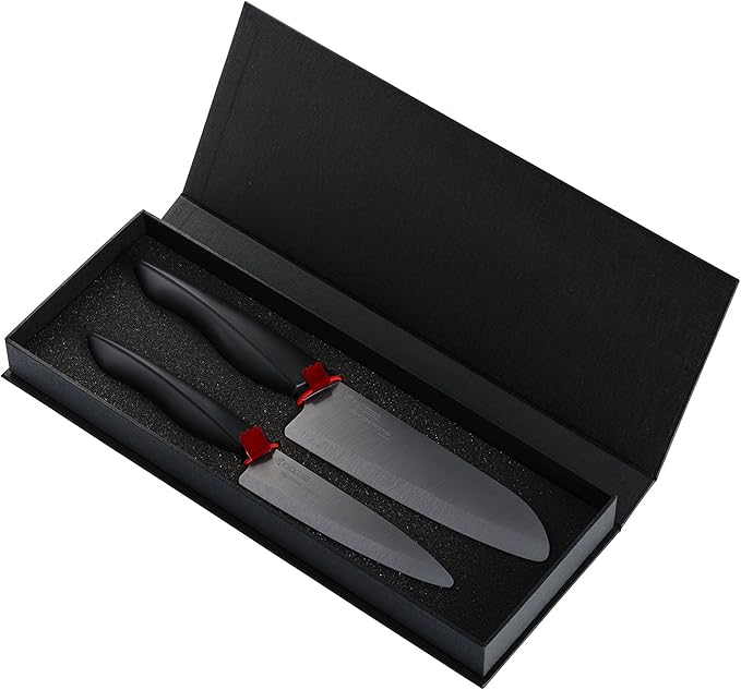 Kyocera Innovation Series 2Piece Ceramic Knife Gift Set, Black Handle, Black Blade
