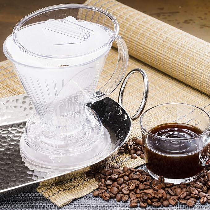 Clever Coffee Dripper and Filters, Large 18 oz (Clear)| Barista's Choice| Safe BPA Free Plastic|Includes 100 Filters