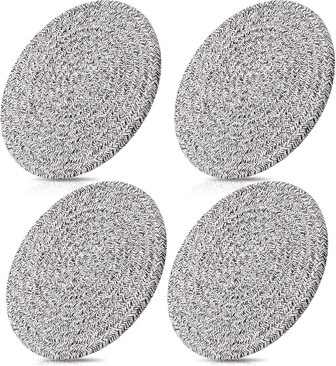 ME.FAN 7 Inch Trivets/Potholders 4 Set Cotton Thread Weave Trivets for Pots and Pans - Large Coasters/Hot Pads to Protect Desktop & Countertop - Mix Deep Coffee
