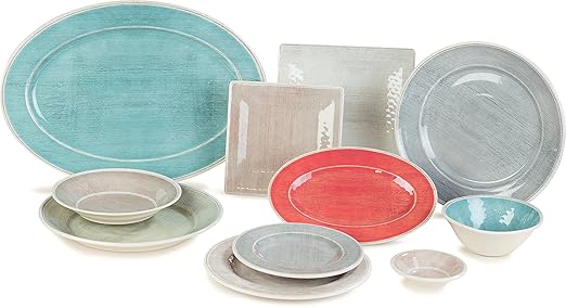 Carlisle FoodService Products Grove Reusable Plastic Plate Dinner Plate with Wide Rim for Home and Restaurant, Melamine, 11 Inches, Aqua, (Pack of 12)