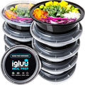 Igluu Meal Prep Containers Reusable (10 Pack) – Round Food Containers with Lids – Stackable, Microwave, Freezer & Dishwasher Safe – 28oz/828ml – 1 Compartment – BPA-Free