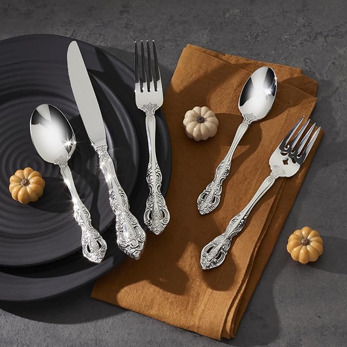 Oneida Michelangelo Fine Flatware Dinner Fork, Set of 4 , 18/10 Stainless Steel, Silverware Set, Dishwasher Safe