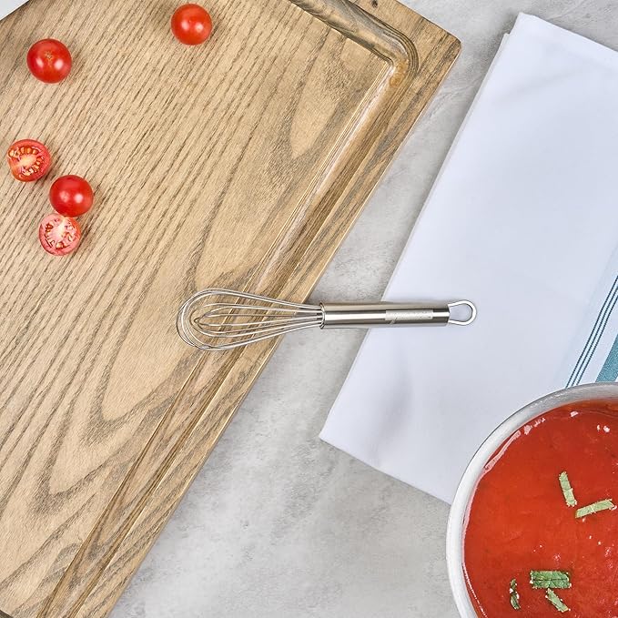 Restaurantware-German Standard 7.3 Inch French Whisk, 1 Dishwashable Kitchen Wire Whisk - Ergonomic Handle, Durable, Stainless Steel French Whip, For Blending, Stirring, Mixing Of Ingredients