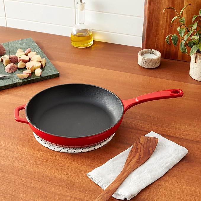 Lodge Enameled Cast Iron Skillet, 11-inch, Red