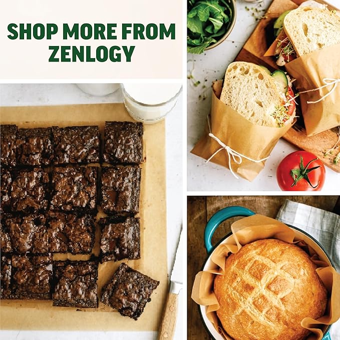 Zenlogy Parchment Paper Sheets 12x16 (100 sheets) for Baking - Unbleached Chlorine-free High Heat Non-Stick Pre-Cut Parchment Paper for Half Sheet Pans