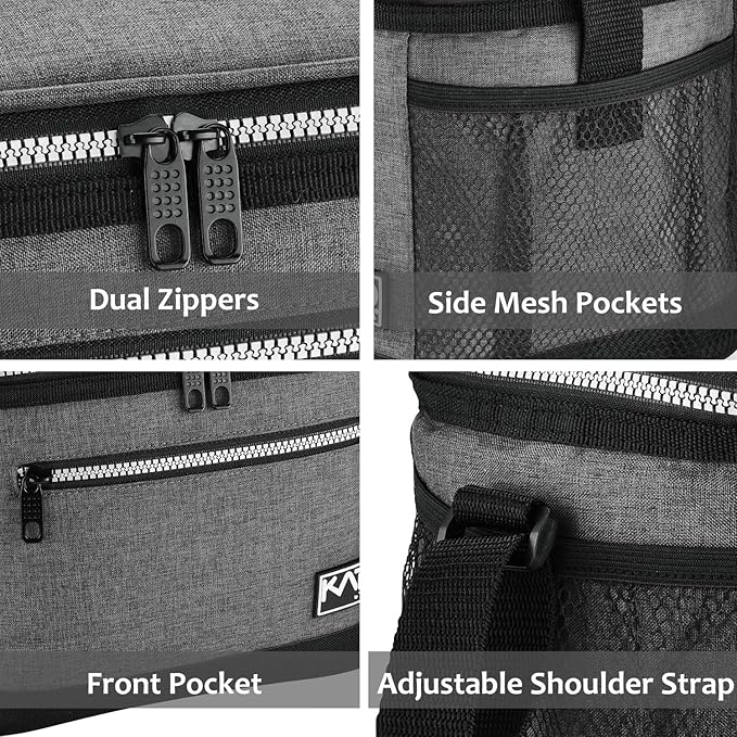 Tirrinia Insulated Lunch Box for Men/Women, Leakproof Lunch Bag for School Work, Large Lunch Tote Kids Boys Girls Student Back to School, Soft Cooler Office Picnic Beach Camping for Adults,Dark Grey
