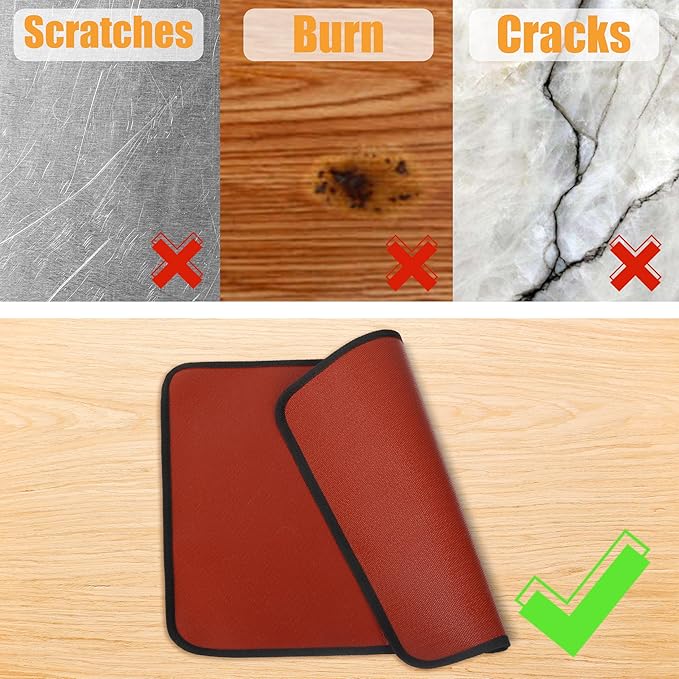 24x36in Heat Resistant Grill Mats for Outdoor Grill to Protect Your Prep Table and Outdoor Grill Table - Fire Proof & Water Proof & Oil Proof BBQ Mat - Red (1mm)