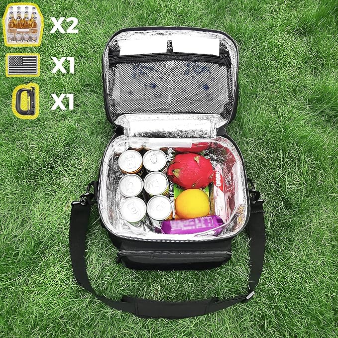 DBTAC Tactical Lunch Bag for Men Women, 12 Cans Insulated Lunch Box for Adult | 9L Leakproof Lunch Cooler Tote for Work Office Outdoor Travel | Soft Easy To Clean Liner x2, Urban Black