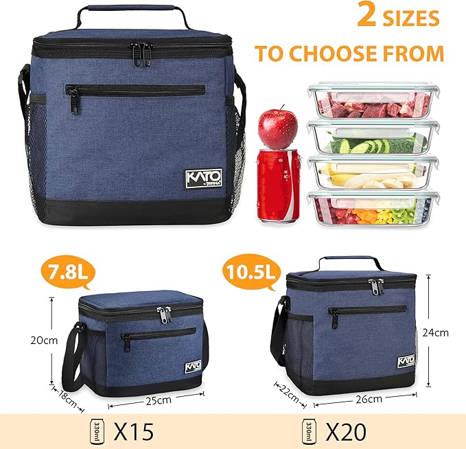 Tirrinia Insulated Lunch Box for Men/Women, Leakproof Lunch Bag for School Work, Large Lunch Tote Kids Boys Girls Student Back to School, Soft Cooler Office Picnic Beach Camping for Adults,Dark Blue