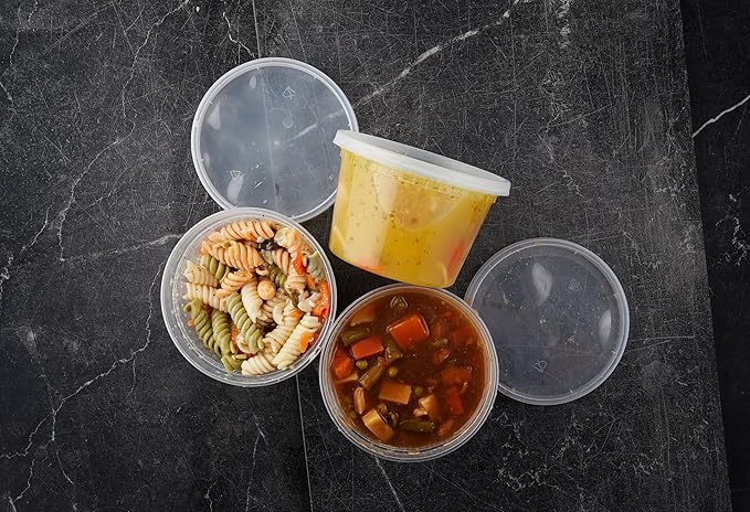 Healthy Packers 16oz Food Storage & Soup Containers with Airtight Lids - Clear Plastic Deli Cups - Great for Your Slime Kit - BPA Free | Leakproof - Microwaveable - Reusable & Freezer Safe (24 pack)