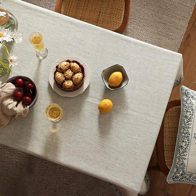 ISAENNE Designer Vintage Linen Elegant Rectangle Tablecloth,Chinoiserie Floral Table Cloth,Wrinkle Resistant Decor Table Cover for Dining Thanksgiving Kitchen Party,55"*71"-Segerman B