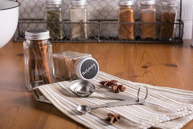 DII Farmhouse Vintage Decorative Metal Pantry Spice Rack Organizer, 4x2 4oz, Spice Jars 12 Piece