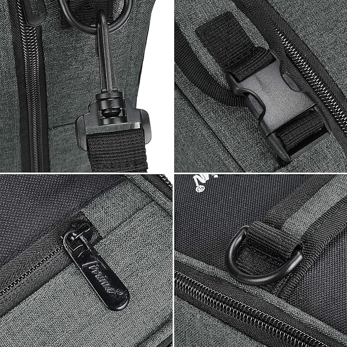 Tirrinia Expandable Insulated Lunch Bag for Men Women – Leakproof Reusable Cooler LunchBox for Kids & Adults with Shoulder Strap, Perfect for Work, School, Office, Travel,Charcoal