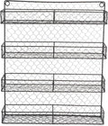 DII Farmhouse Vintage Decorative Metal Pantry Spice Rack Organizer, 17Lx4.75Wx20H, 4 Tier Double Shelf Depth Spice Rack - Rustic
