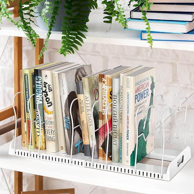 SIMPLE HOUSEWARE Expandable Pan Organizer Rack, 10 Adjustable Compartments, White - Kitchen Cabinet Organizer for Pots, Pans, Lids & Bakeware - Pantry & Countertop Storage