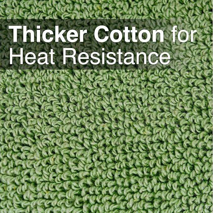 RITZ Terry Potholder & Hot Pad: Heat Resistant, Durable 100% Cotton – Ergonomically Designed for Optimal Grip, Easy-Care Machine Washable, Perfect for Your Kitchen – Cactus Green, 2-Pack