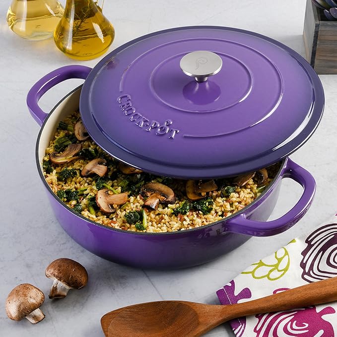 Crock-Pot Artisan Enameled Cast Iron Braiser W/Lid, 5 Quart, Lavender Purple