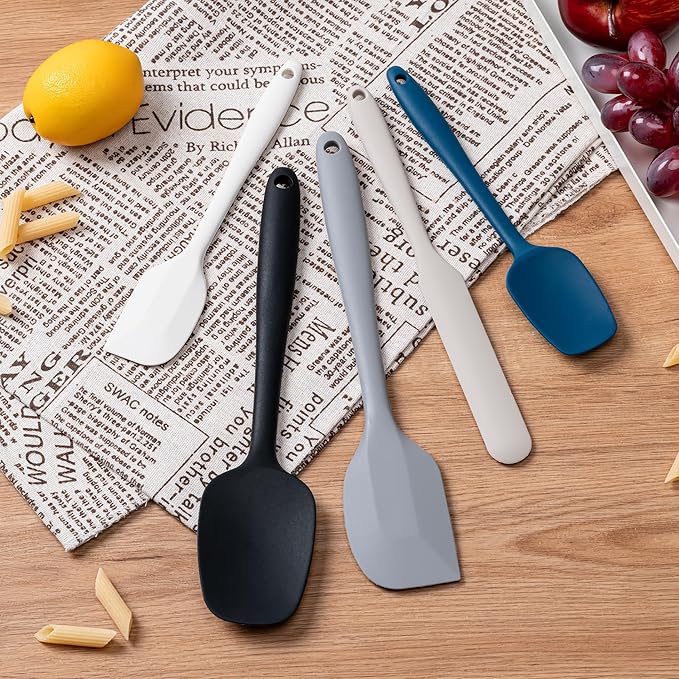Silicone Spatula Set, 5 Piece Food Grade Rubber Spatulas for Baking, Cooking, and Mixing High Heat Resistant Non Stick Dishwasher Safe BPA-Free (Multicolor2)