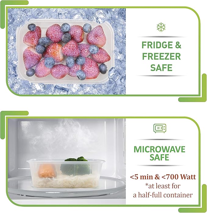 Prep Naturals 25 oz Meal Prep Containers - BPA-Free Food Storage Containers with Lids - Microwave & Freezer Safe Soup Bowls with Lids - Dishwasher Safe Meal Prep Bowls - Pack of 50, Clear