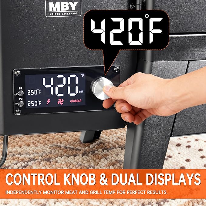 Electric Smoker with Cover & Meat Probe, Vertical 4-Rack Pellet BBQ Smoker Grill, 616 sq in Cooking Space, Digital LED Control for Outdoor Smoking Ribs, Brisket, Chicken & Sausage