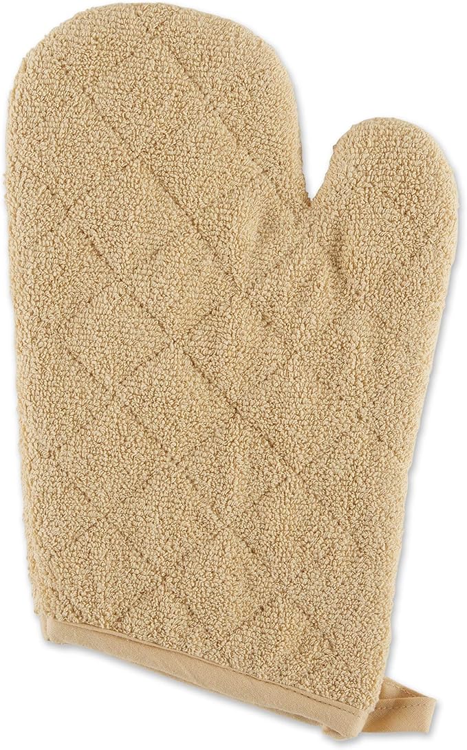 DII Basic Terry Collection 100% Cotton Quilted, Oven Mitt, Pebble, 2 Piece