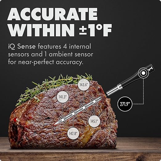 CHEF iQ Sense [2025 Model] | Smart Wireless Meat Thermometer | 3 Ultra-Thin Probes | WiFi Unlimited Range | 1000°F Heat Safe | 5 Sensors | BBQ, Grill, Oven, Smoker, Air Fryer | Gen3